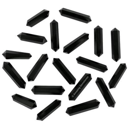 Amazing Gemstone Black Obsidian Crystal Points Bulk Healing Crystals and Stones - Pack of 3 Double Terminated Healing Wand Point Bulk Crystals for Crafts, Crystal Grid, DIY Work - Premium Crystals