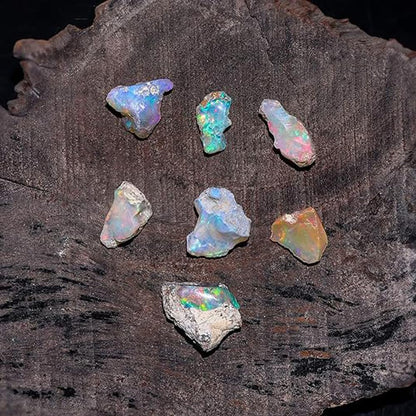 Natural 50+ Cts AAAA+ Raw Ethiopian Opal Rough Gemstones Lot Multi Fire Welo Opal Stones for Tumbling & Jewelry Making Supplies Healing Crystals Gems Rocks Loose Gemstones