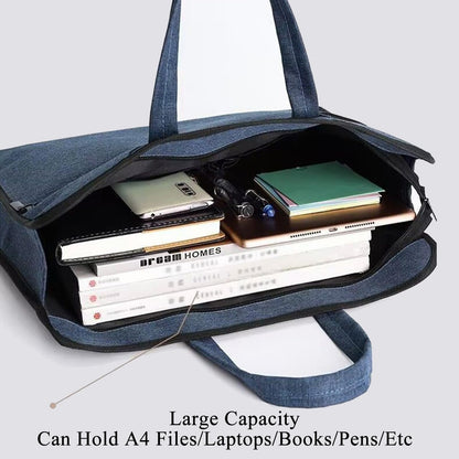 Oxford Zippered Document Bag Zippered File Bag with Handle Waterproof Portable Office Organizer File Tote Bag Pouch for Carrying Paper Laptop Files Books (Blue)