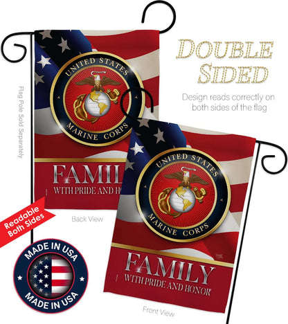 US Marine Family Honor Garden Flag - Armed Forces Corps USMC Semper Fi United State American Military Veteran Retire Official - House Banner Small Yard Gift Double-Sided Made in USA 13 X 18.5