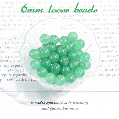 6mm Natural Gemstone Round Green Aventurine Loose Beads for Jewelry Making Bracelets Necklace Earrings Art Craft (60-62pcs/strand)