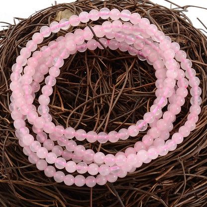 MASSIVE BEADS Rose Quartz - Love and Courage - Handmade Yoga Stretch Elastic Bracelet Natural Stone Crystal Healing Power Energy Gifts for Unisex Adult 4mm
