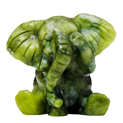Apengshi Natural Crystal Figurine Elephant Raw Stone Jade Cute Figurine, Decorative Animal Statue (Cute Elephant)