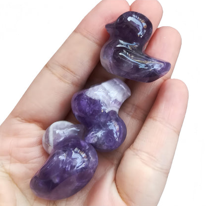 Bacatgem Natural Amethyst Crystal Duck Carving Positive Energy Home Decoration Desk Decor,1.18 Inchs Crystal and Healing Stone Ornament