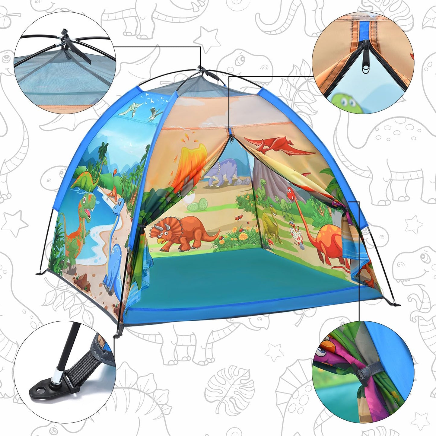 Mnagant Kids Play Tents,the World of Dinosaurs Tents for Kids Indoor/Outdoor fun, Dinosaurs Dome Playhouse for Boys & Girls,Durable and Breathable Premium Material, Perfect Kid’s Gift- 47" x 47" x 43"