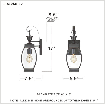 Quoizel Oasis 1-Light Medici Bronze Outdoor Wall Lantern