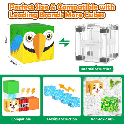 Matchtiles Magnetic Blocks with Animals, Magnetic Building Blocks Magnet Cube Toys Stacking, Build Forest World Set, STEM Montessori Sensory Toys for Gifts (100 Forest Animals)