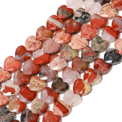 Nitopupu 22pcs Faceted Heart Stone Beads Natural Carnelian Bead 8mm Crystals and Healing Stones for Jewelry Making Supplies,Friendship Bracelet Kit,Love Gifts