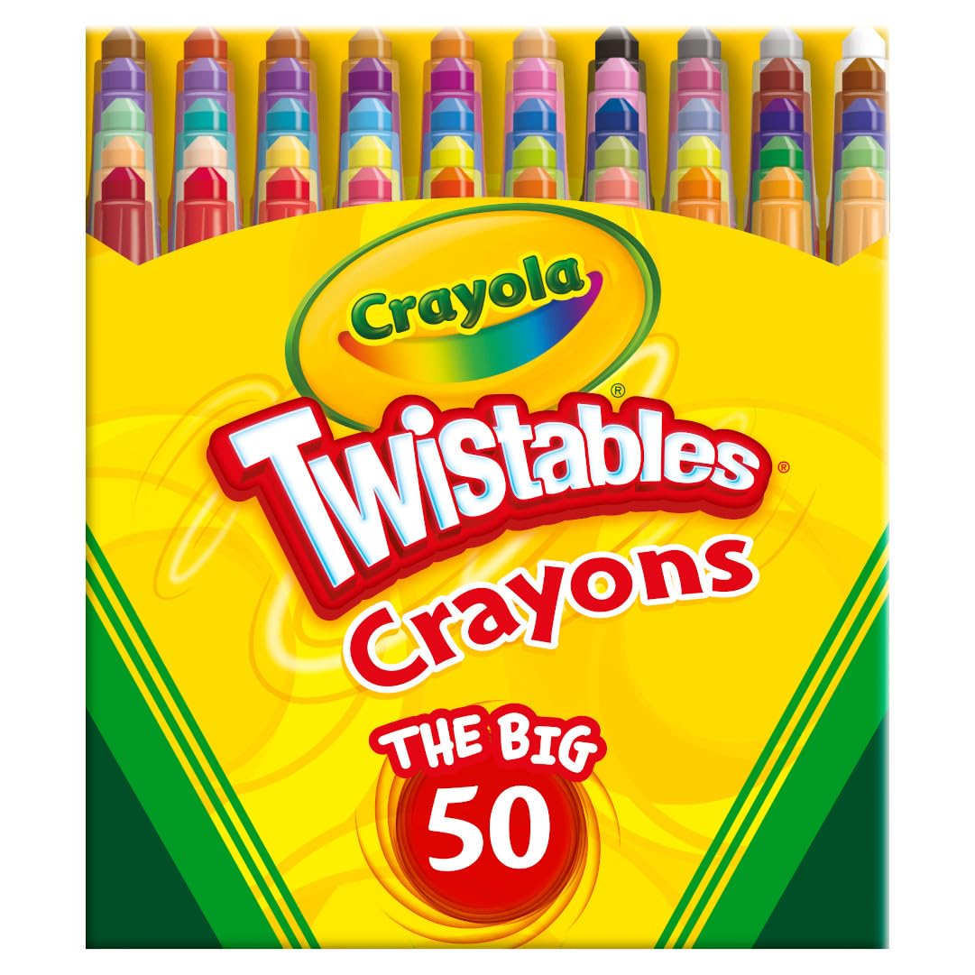 Crayola Mini Twistables Crayons for Kids (50ct), Back to School Supplies, No Peel Crayons for Coloring Books, Gift for Toddlers & Kids, Arts & Crafts, 3+