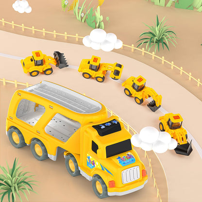 Veslier Construction Truck Toys for Boys Girls Age 3 4 5 6 Years Old，Carrier Transport Trucks for Kids 3-4 3-5 Year Old，Christmas Birthday Gift Toddler Toys.