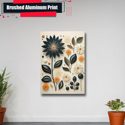Scandinavian Folk Art, Black and Beige Abstract Botanical Wall Art for Scandinavian Home Decor, Decor Poster, Art Print
