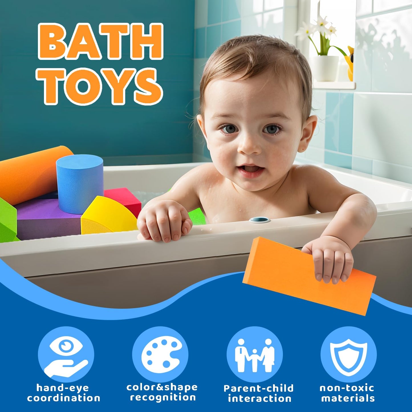 Pairez Toys Large Foam Blocks for Toddlers 3-5 Years, Big Building Blocks Set, Soft Stacking Blocks, Education & Learning Montessori Toys for 3+ Years Old Boys&Girls (61PCS)