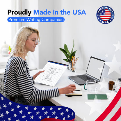 6 Pack Legal Note Pads Wide Ruled 8.5" x 11" Writing Pads (50 Sheets/Pad) White Recycled Paper Micro-Perforated Notepad Hard Back Notepads for Office & School Supplies - Made in USA