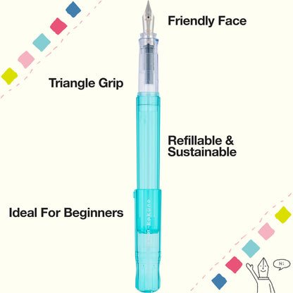PILOT Kakuno Fountain Pen, Aqua Barrel, Fine Nib