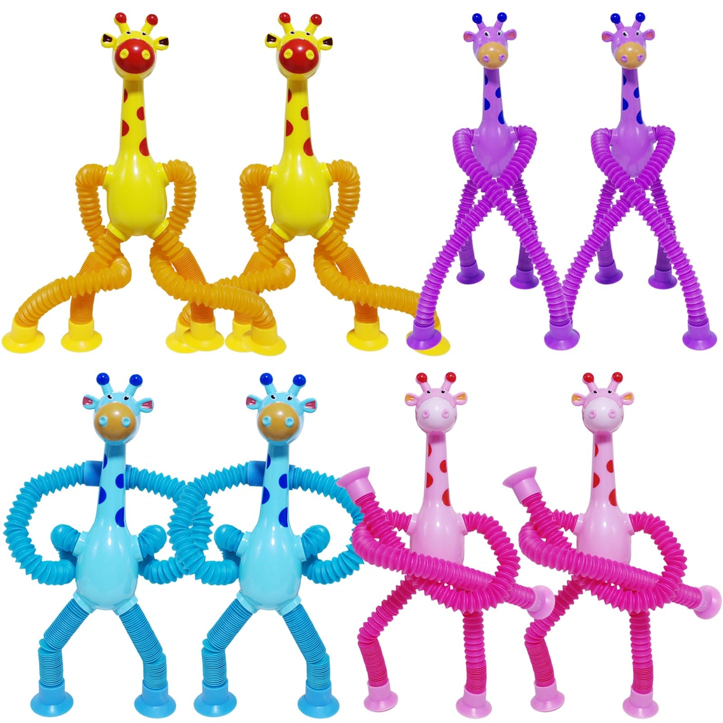 8 PCS Telescopic Suction Cup Giraffe Sensory Toys, Pop Tube Fidget Toys Bulk for Toddlers, Kids Travel, Easter Basket Stuffers, Party Favors Birthday Gifts for Boys Girls