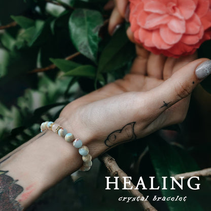 GolbalJew Healing Bracelet For Women Anxiety Beaded Bracelets Jewelry Healing Stone Crystal Bracelet Stress Relief Yoga Beads Chakra Bracelets Gifts For Women Rosa Quartz African Opal