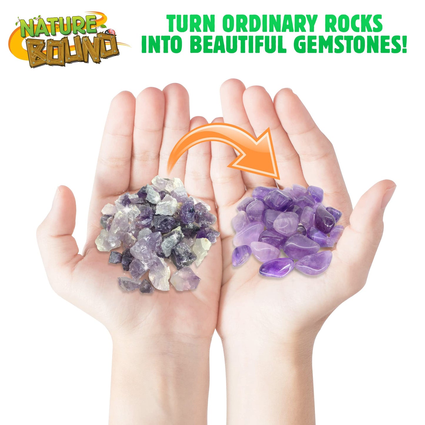 Nature Bound Starter Rock Tumbler Kit for Kids– Includes Rough Gemstones, Polishing Grits, Jewelry Fastenings, and Instructions – Great STEM Science Kit for The Future Geologist, Boys & Girls Ages 8+