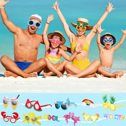 Junkin 24 Pairs Luau Party Sunglasses Funny Hawaiian Tropical Glasses Favors Novelty Fancy Eyeglasses Photo Booth Props for Adults Teens Birthday Summer Beach Themed Party Supplies Decoration