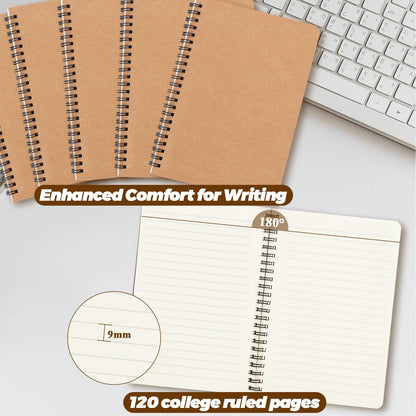 LISHINE 48 Pack Spiral Notebook A5, 120 Pages/600 Sheets, 8.1"x 5.7" Spiral Journal Notebook Small Hardcover Ruled Lined Spiral Notebook for Work, Writing, School Supplies