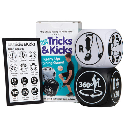 Shuffle Up Tricks & Kicks Soccer Dice Game - Soccer Challenging Skills Training Dice, Outdoor & Indoor Soccer Games for Kids, Kick Ups Training Dice, Soccer Gifts for Boys & Girls | (2 Dices)