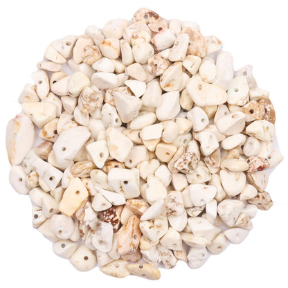 500 pcs Natural Chip Stone Beads, White Turquoise 5-8 mm Irregular Gemstones Healing Crystal Loose Rocks Bead Hole Drilled for Jewelry Making Bracelet