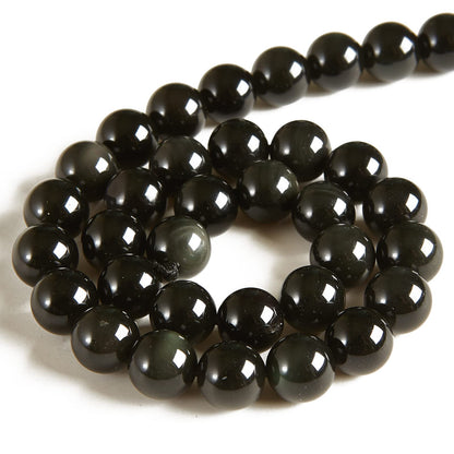 100pcs 8mm Black Obsidian Beads Natural Gemstone Beads Round Loose Beads for Jewelry Making