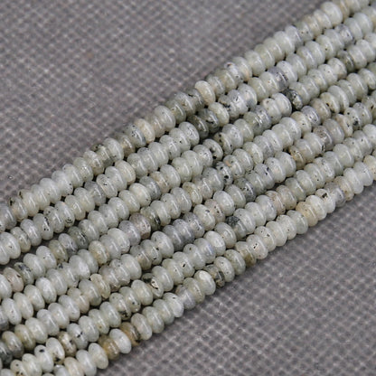 BONNY BOXX 1 Strand (150PCs) Natural 2 * 4mm Grey Labradorite Rondelle Beads, Natural Abacus Disk Stone Beads Loose Spacer Gemstone for DIY Bracelet Necklace Jewelry Making