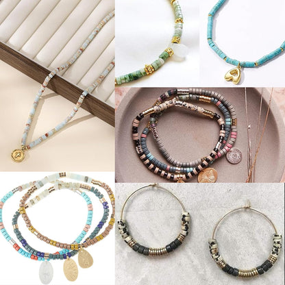 NITOPUPU 150Pcs 4×2mm Natural Taiwan Jade Spacer Stone Beads for Jewelry Making Supplies, Loose Semi Flat Round Gemstone Tube Beads for Bracelets DIY Crafts