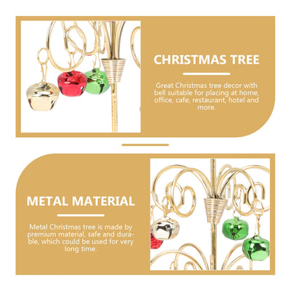 VICASKY Desktop Holiday Tree Ornament Metal Christmas Decoration Rotatable Calendar Xmas Ornaments Realistic Display Stand Gold Table Decor Tabletop Mini Trees (11.40X3.73 Inch)