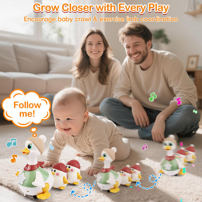 Sinpedex Musical Crawling Duck Baby Toys for 6-12 Months : Interactive Sensory Toy with Waddling & Calming Light for Tummy Time, Bedtime & Motor Skills | BPA-Free Infant Gift for 1 Year Old Boy Girl