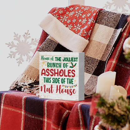 Christmas PVC Desktop Decorative Signs & Plaques, Ideal for Birthday, Housewarming, Thanksgiving Holiday Gifts, Adds A Festive Touch To Any Home or Office Decor (Red and green letters)