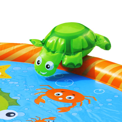 BANZAI Splash Pad Toddler Water Play Mat, 58 in Outdoor Kids Sprinkler Mat with 3D Sea Characters, Baby Splash Pad for Backyard Summer Fun