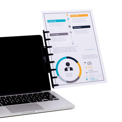 Note Tower Monitor Document Paper Holder for Typing | Clips to Laptops & Desktop Monitors I Reduces Eye & Neck Strain | Portable Copy Holder for Desk | Sticky Note Stand & Monitor Memo Board | Black