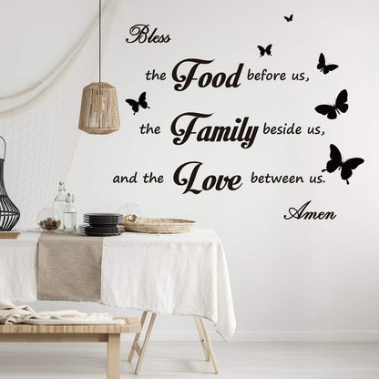 Kitchen Wall Stickers Dining Room Decor Dinner Prayer Sign Bless The Food Before US Sign Family Stickers for Home Wall Decorations(2)