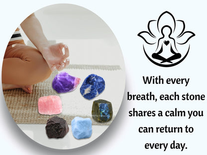 Amazing Gemstone Crystals for Anxiety Manifestation, Set of 6 Amethyst, Sodalite, Labradorite, Angelite, Garnet and Rose Quartz Healing Crystals and Stones