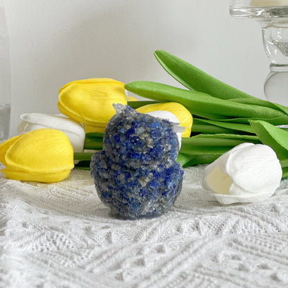 XYLIBLLA Hand-Carved Natural Crystal Owl Statue Owl Decor ，Blue Owl Figurine, Animal Figurines Desk Decor and Owl Gifts for Women（Blue Lapis Lazuli）