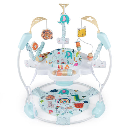 INFANS Baby Activity Center, 3 in 1 Play Center Jumpers and Bouncers with Music, Lights, Interactive Toys, 360°Rotating Seat, Adjustable Heights, Exersaucer Learning Toys for 6-12 Months (Light Blue)