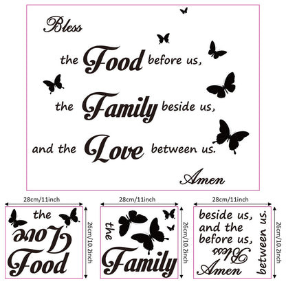 Kitchen Wall Stickers Dining Room Decor Dinner Prayer Sign Bless The Food Before US Sign Family Stickers for Home Wall Decorations(2)