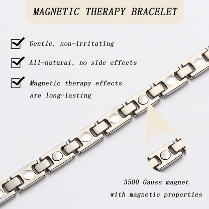 KYOSI Womens Titanium Magnetic Bracelet with Cubic Zirconia Accents, Magnet Bracelets for Women, Elegant Jewelry Gift for Everyday Wear