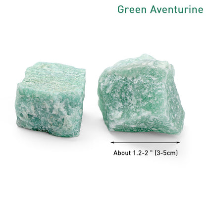 GolbalJew Green Aventurine Natural Raw Crystals 2PCS Healing Crystal Stones 1.2-2.0” Reiki Healing Gemstones for Meditation Chakra Balance Home Decor