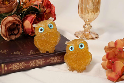 LAIDANLA 2.4" Citrine Owl Figurine Natural Healing Crystal Cute Owl Animal Statue Pocket Sculpture Reiki Spiritual Energy Gemstone Home Office Room Desk Decor Gifts