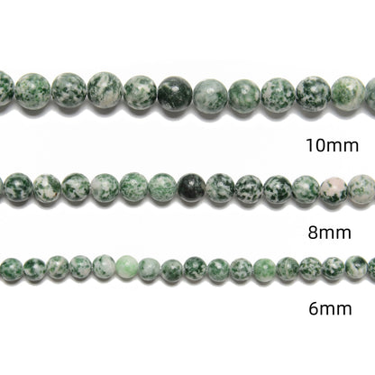 Land Long 120pcs(2 Strand/Set) 6mm Natural Green Spot Jasper Gemstone Beads with Energy Power, Smooth Round Stone Beads for Jewlery Bracelets Making Crafts