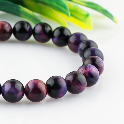 CRYSTALINES Natural Purple Tiger Eye Gemstone Stretchable Bracelet for Men Women, Handmade Jewelry, Chakra - Healing - Yoga - Spiritual - Protection | Birthstone | Unisex | Statement Christmas Gifts