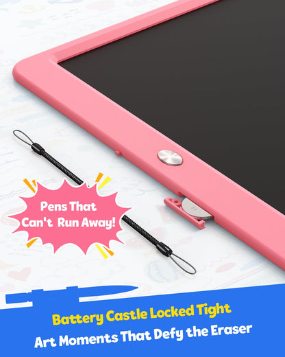 TEKFUN 12 Inch LCD Writing Tablet for Kids, Coloring Drawing Pad, Mess Free Doodle Board, Airplane Travel Toys for Boys and Toddlers, Road Trip Essentials, Gifts for 3 4 5 6 7 8 Year Old Girls(Pink)