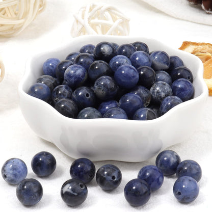 60pcs 6mm Natural Stone Beads Blue Sodalite Beads Energy Crystal Healing Power Gemstone for Jewelry Making, DIY Bracelet Necklace