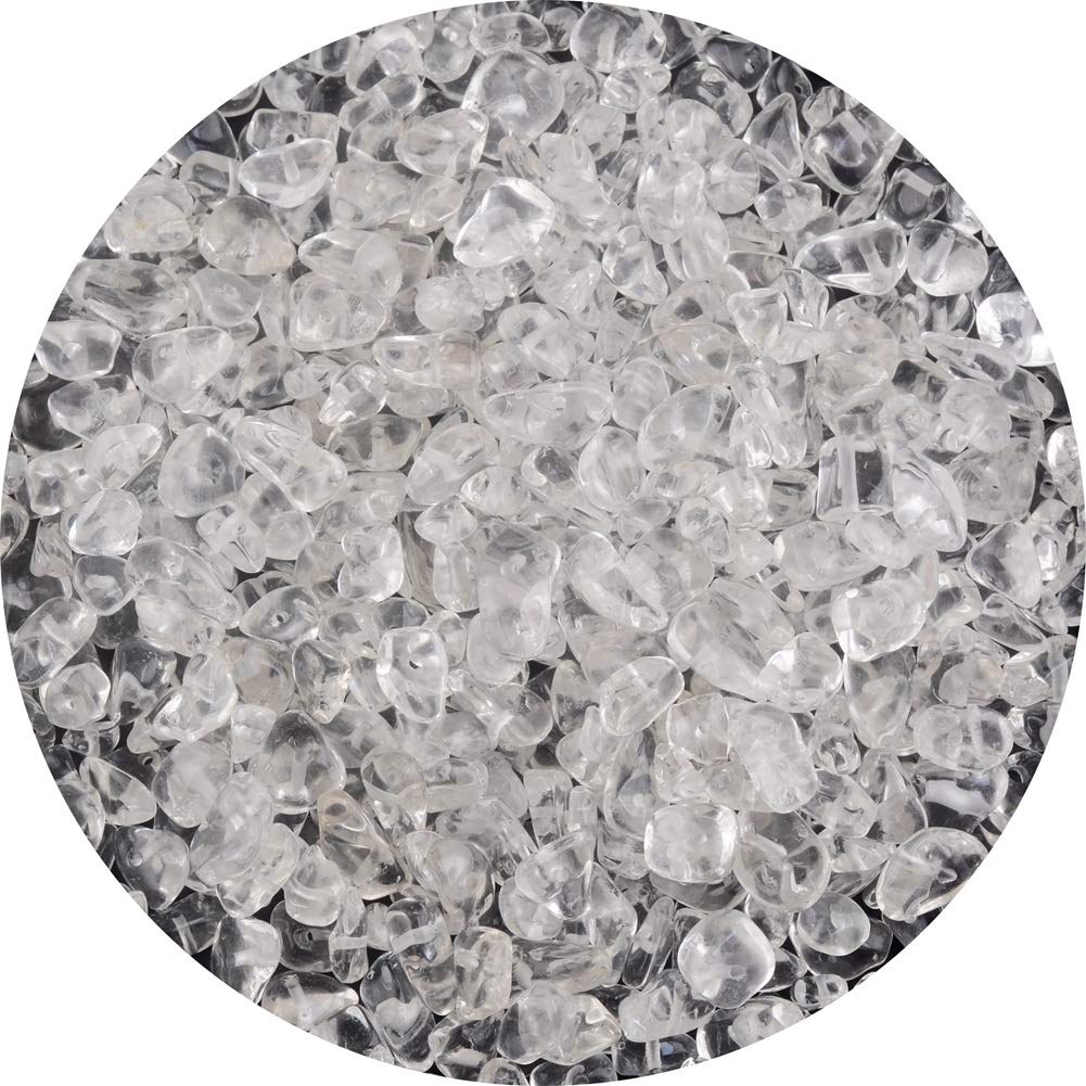 Natural Chip Stone Beads Crystal Quartz 5-8mm About 400 Pieces Irregular Gemstones Healing Crystal Loose Rocks Bead Hole Drilled DIY for Bracelet Jewelry Making Crafting (5-8mm, Clear Crystal Quartz)