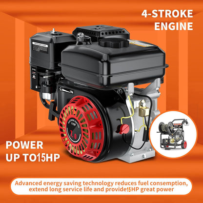 KARHDIR 4400 PSI Gas Powered Commercial High Pressure Washer with 296cc 15HP Engine 4.0GPM Electric Start, Includes Hose Reel 50 FT 3/8 inch Hose 5 Quick Connect Nozzles Spray Gun and Wand