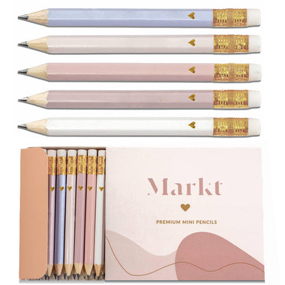 Markt Heart Pencils for Baby Shower Games and Bridal Shower Games, Mini Pencils, Small Pink Pencil Set For Game Prizes, Bridal Pens (Blush)