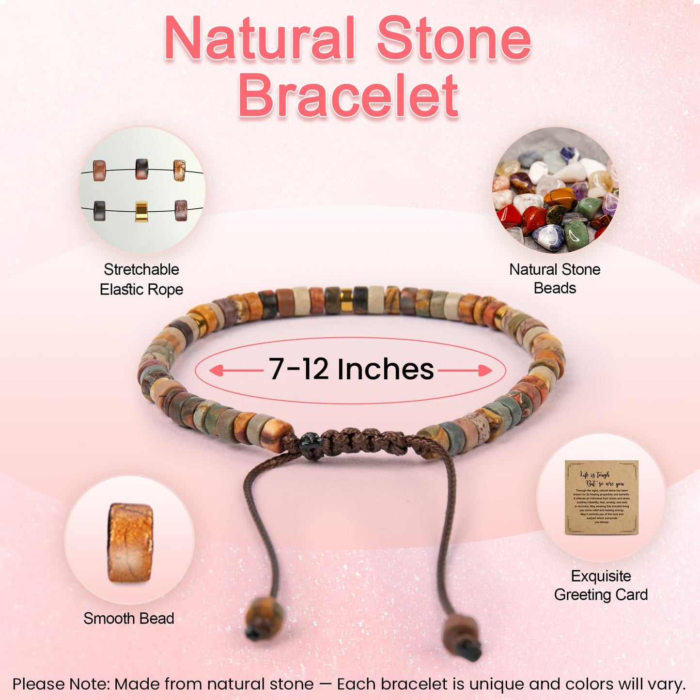 ZOKCC Inspirational Gifts Bracelets for Women: Christmas Day Gifts for Women Friends Sister Mom - Healing Natural Stone Beads Bracelets Thinking of you Get Well Soon Gift for Women