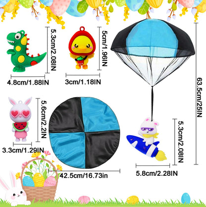 Easter Basket Stuffers Essentials, Easter Egg Fillers - 4PCS Prefilled Easter Eggs with Parachute Toys for Teens Kids Boys & Girls, Easter Party Favors Gifts, Egg Hunt, Treasure Box Toys for Classroom